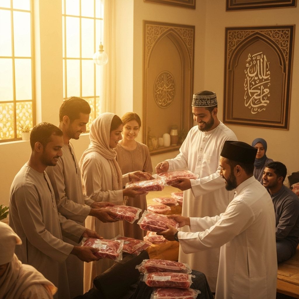 Aqiqah charitable donation - sharing blessed meat as gifts to those in need